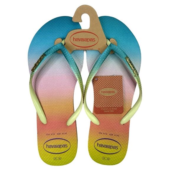 Havaianas Slim Gradient Sunset Flip Flops Lime Green - Size 9/10 (41/42) - Picture 7 of 7